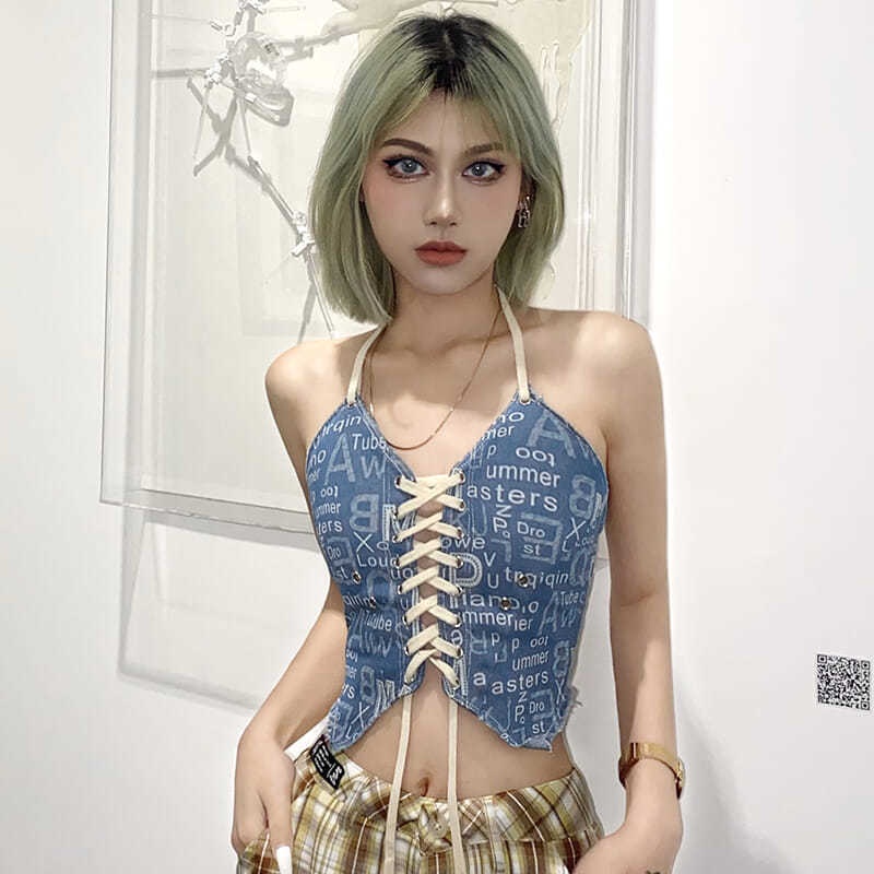 Tali halter top klub malam dansa super hot bottoming kamisol wanita seksi Amerika musim panas