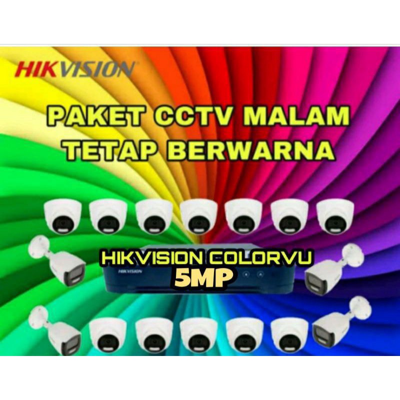 PAKET 16 CCTV HIKVISION 5MP COLORVU 24 JAM TETAP BERWARNA