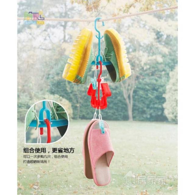 gantungan tempat sepatu sandal tas plastik Jemur shoe hanger shoes dry