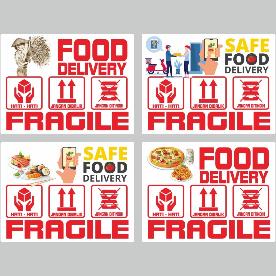 

stiker food delivery stiker makanan fragile a ukuran 8 x 6 cm