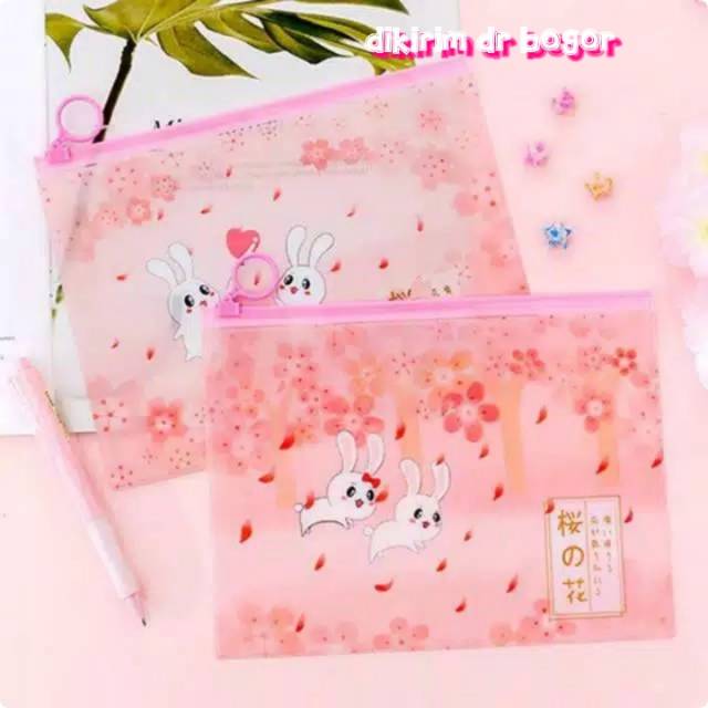 

Tempat Pensil Transparan Zipper Sakura Kelinci ~♥~