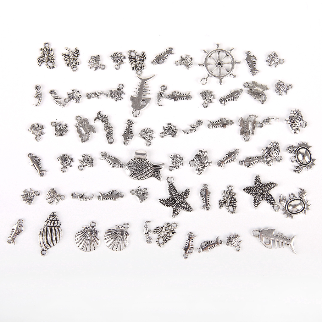 [50Pcs Mixed Styles][Tibetan Silver Metal Charms Pendants][Suitable for Necklace,Bracelets,Earrings,Jewelry DIY Making]