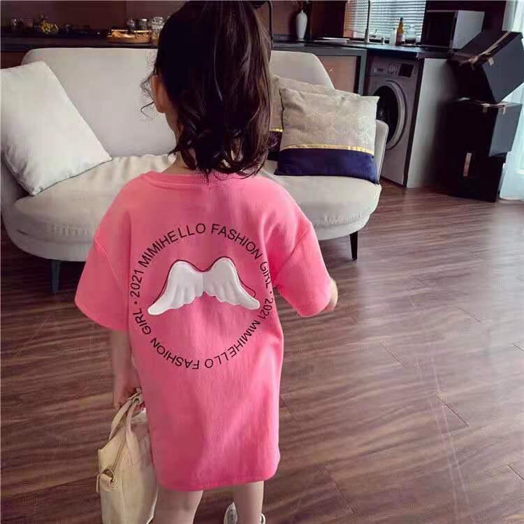 [PRINCESS KESLI] 1-8tahun Dress kaos angle sayap bidadari  pink yellow cotton Baju anak perempuan Pakaian anak cewek Dress Baju atasan perempuan anak perempuan