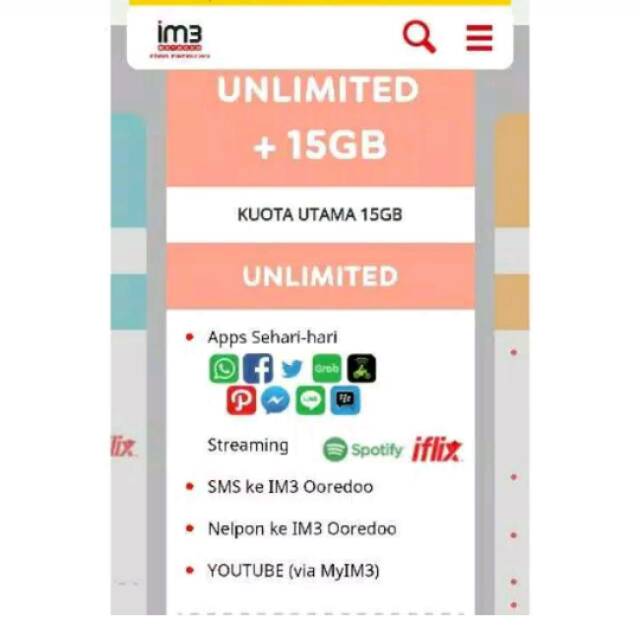 Inject Data Indosat Unlimited 15gb all (2G/3G/4G) 24Jam 30hr