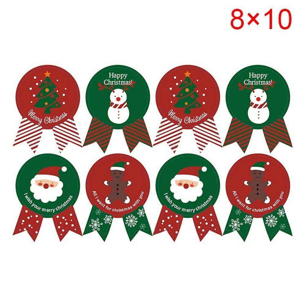 [Elegan] Stiker Natal Seri Kacang Desain Merry X'mas Pohon DIY/Snowman Seal Multifungsi Dekorasi Sticker