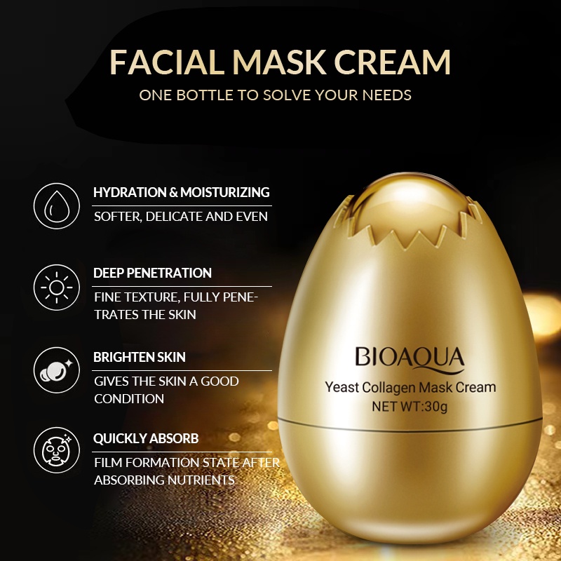 【BPOM】BIOAQUA Yeast Collagen Mask Cream 30g masker face mask masker peel off