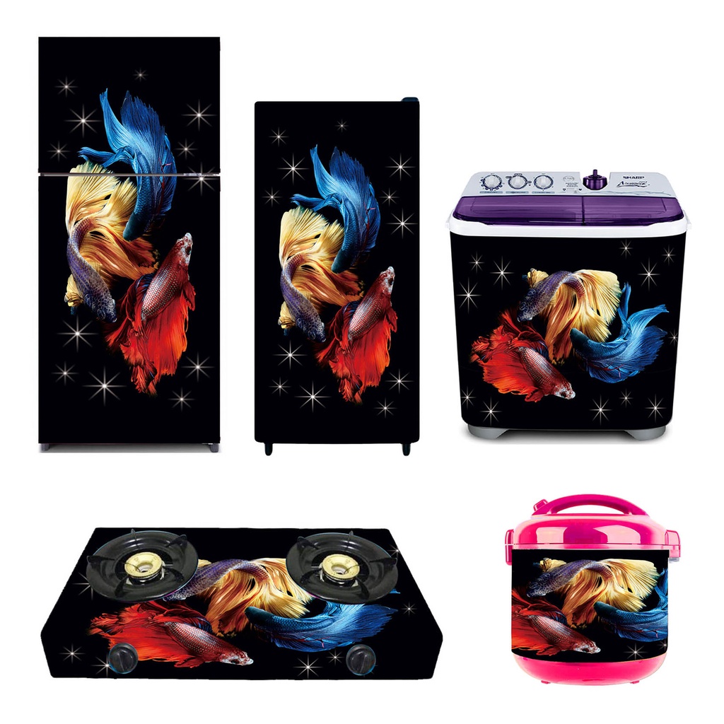 Paket Sticker Kulkas 1 Pintu/Kulkas 2 Pintu/Kompor/Mesin Cuci/Ricecooker IKAN CUPANG