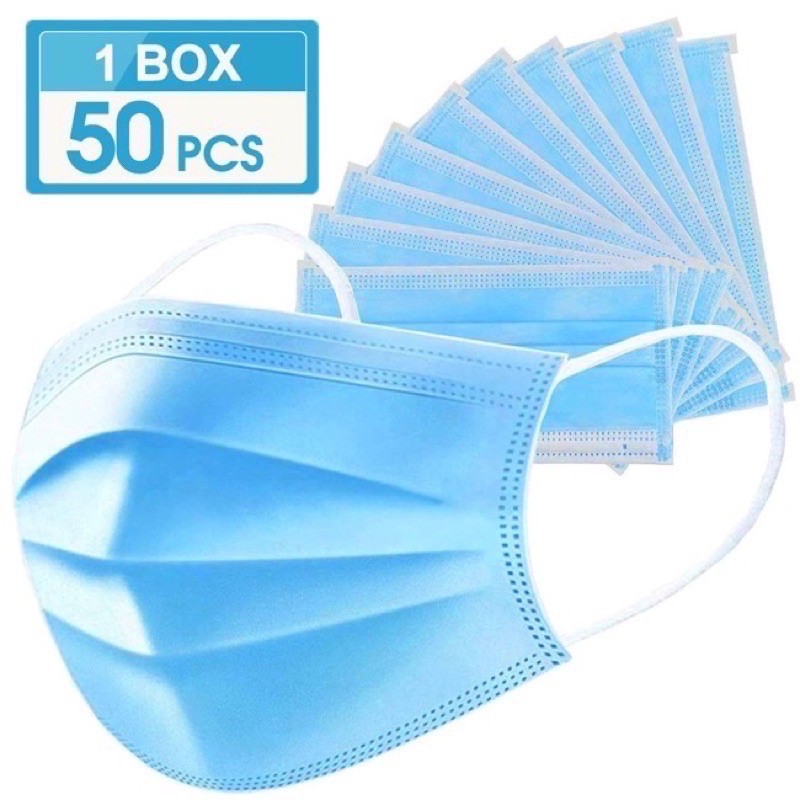 MASKER WAJAH 3PLY EARLOOP 1BOX ISI 50PCS SUDAH BNIP-1