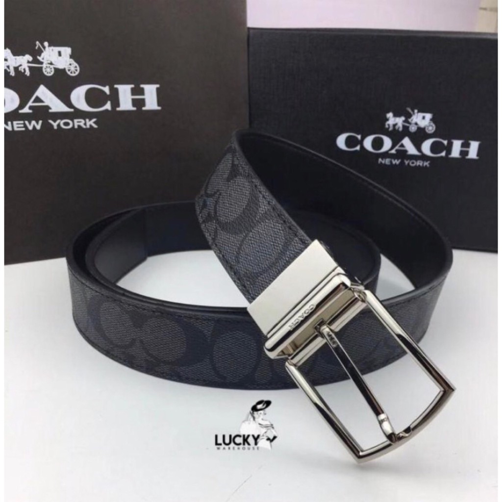 Coach Reversible Signature Leather Belt Black Matte - ORIGINAL 100%