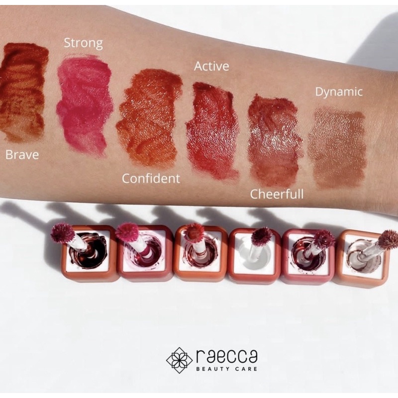 READY! RAECCA GLOW UP TINT LIPTINT BY RAECCA SHADE BRAVE CONFIDENT STRONG BPOM APPROVED