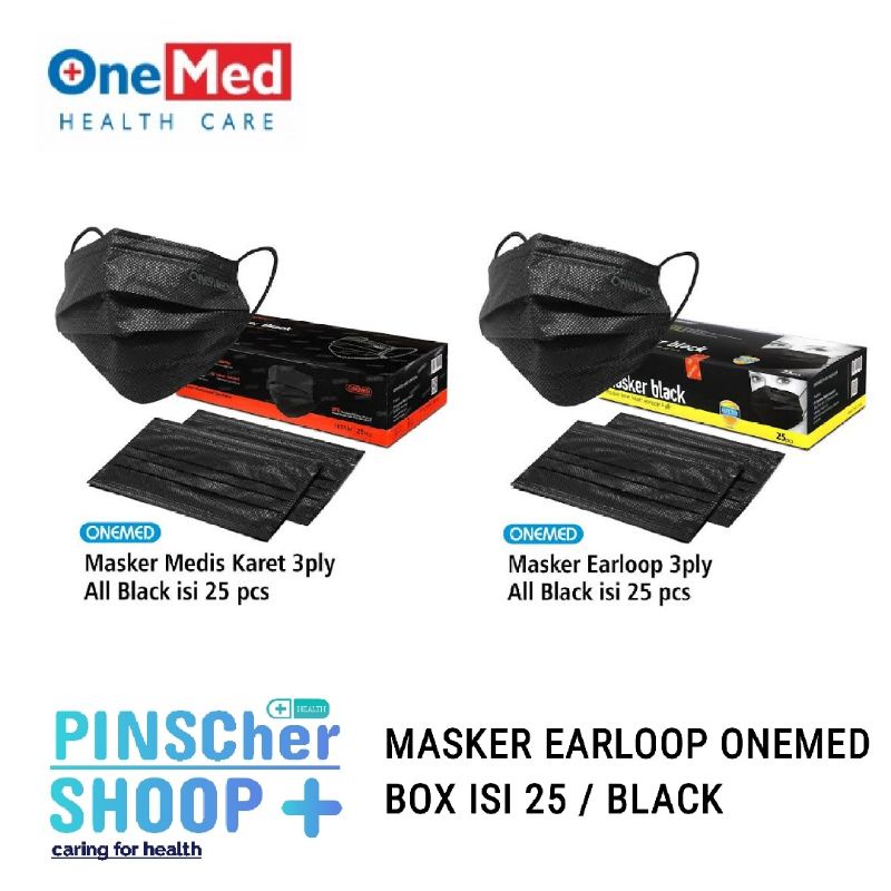 MASKER CANTOL EARLOOP ONEMED BLACK 3 PLY ISI 25