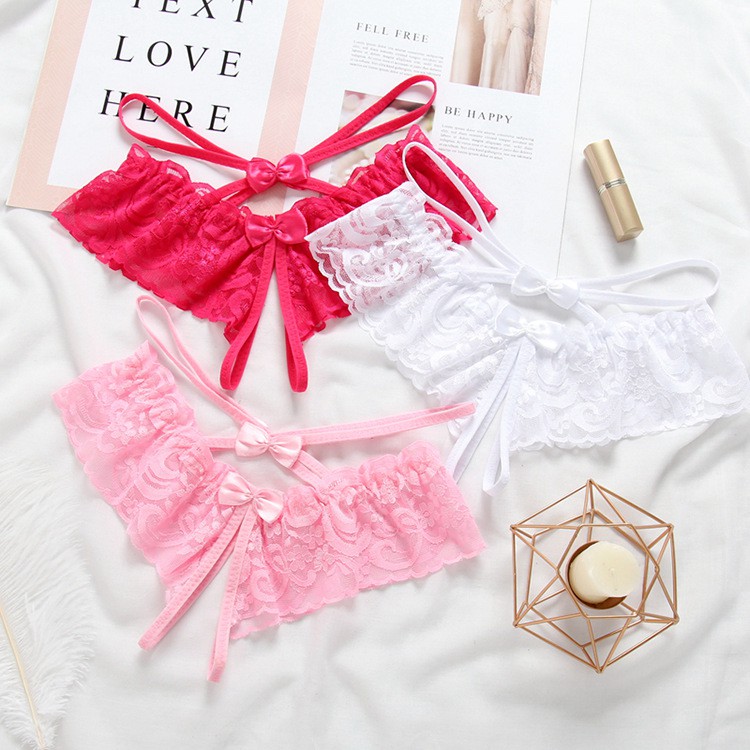Celana Dalam Open Crotch G String Wanita Renda Transparan Lingerie Celana C160