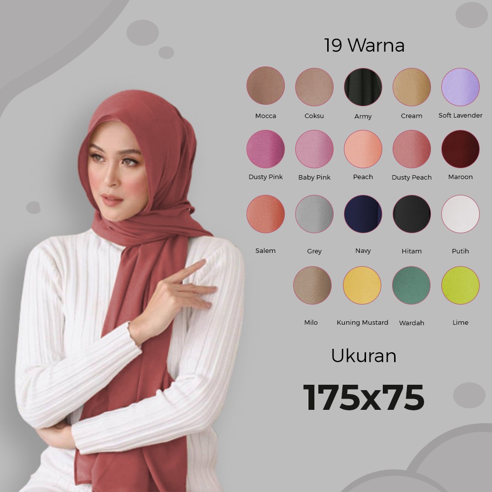 HIJAB PASHMINA DIAMOND CREPE 175 x 75 / SABYAN JAHIT TEPI PASMINA JILBAB POLOS - YELONIX