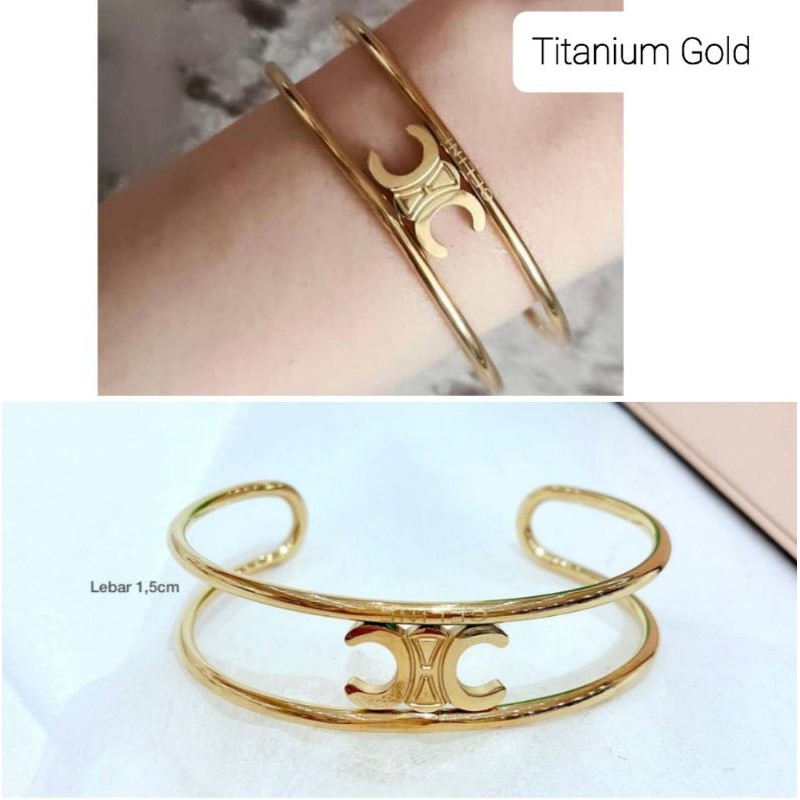 Gelang Titanium Asli Gold Premium Quality Anti karat anti alergi Bracelet Stainless Steel at117