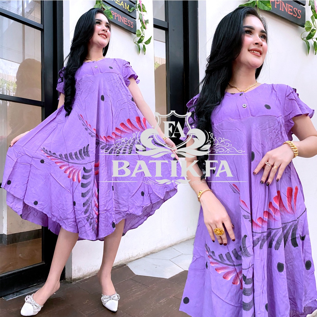 BATIK WANITA DASTER PAYUNG RAYON | LIFA LUMPUR BLACKMOLI CANTIKA LOVITA | KEKINIAN KANCING DEPAN BUSUI BUMIL LENGAN PENDEK MURAH ADEM