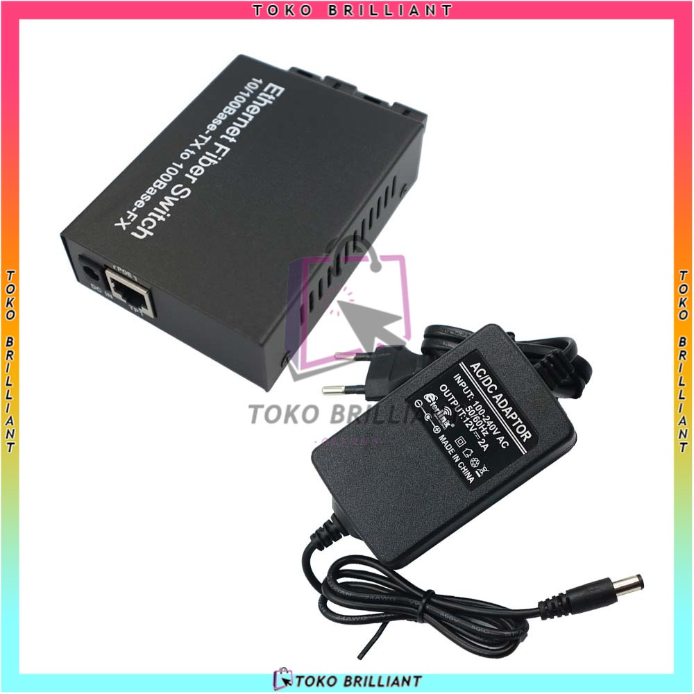 [BISA COD] POE MEDIA CONVERTER 10/100 20KM SC - Konverter Saja / Fullset 2F1E - CM2F1E - Media Konverter Fiber Optik