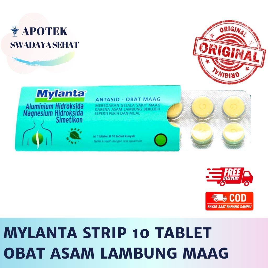 MYLANTA STRIP 10 Tablet Kunyah - Obat Asam Lambung Maag Nyeri Ulu Hati Perut Kembung