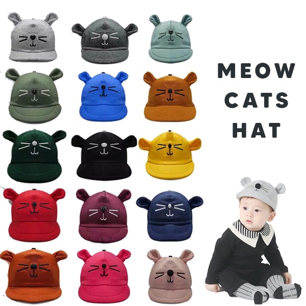 Topi Baseball Bayi Laki Laki Perempuan 0 - 12 Bulan 6 Bulan Baru Lahir Topi Anak Bayi Karakter Kucing Lucu Murah Topi Bayi Cowok Cewek-1