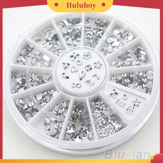 Huluboy Huluboy♡ Stiker Kuku Glitter Berlian Imitasi Bentuk Bintang Bunga Hati Untuk Manicure