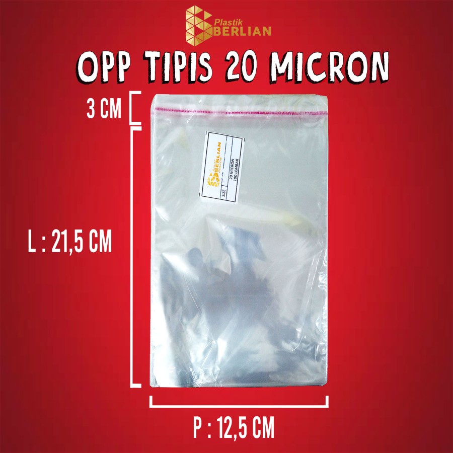 

12,5 x 21,5 cm Plastik OPP TIPIS (100 lbr) (lem/seal)