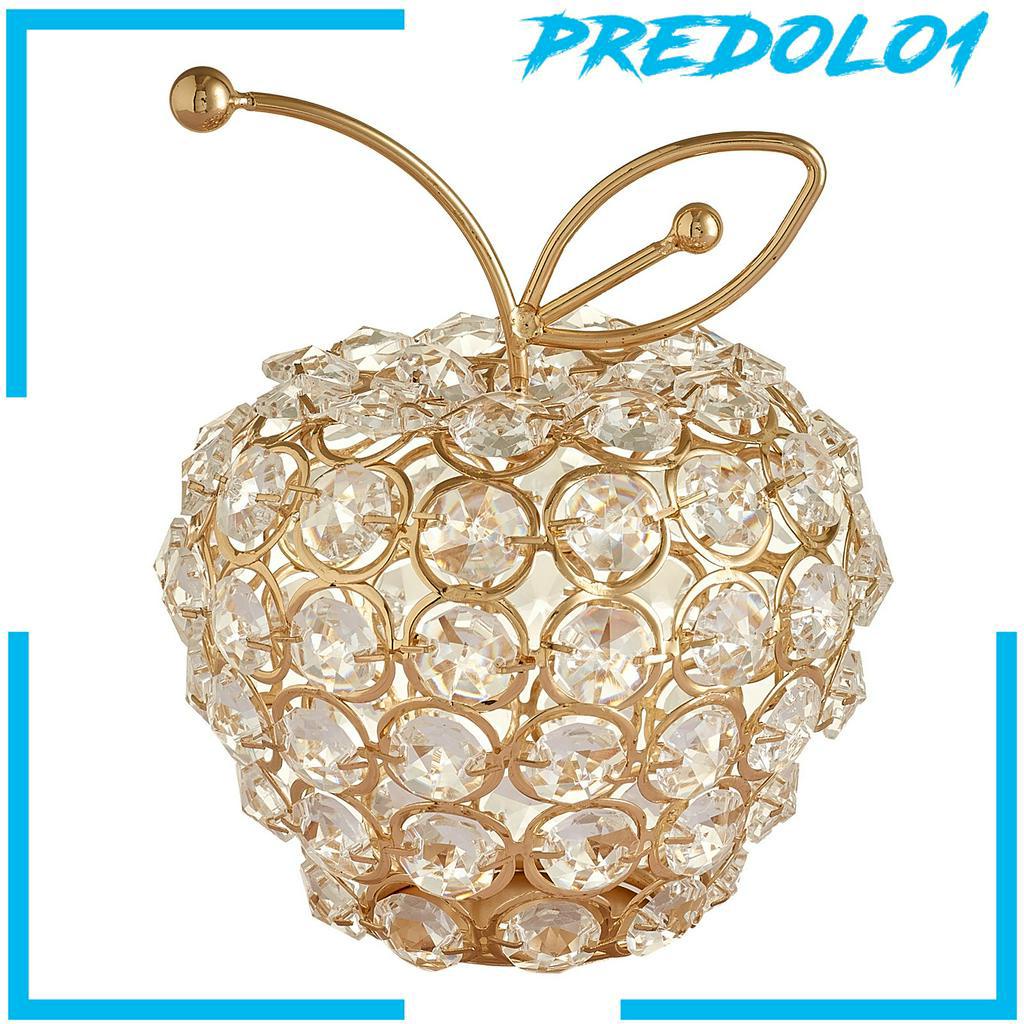 [PREDOLO1] 3D Cut Crystal Rhinestone Apple Pear Ornament Home Wedding Desk Decor Gift