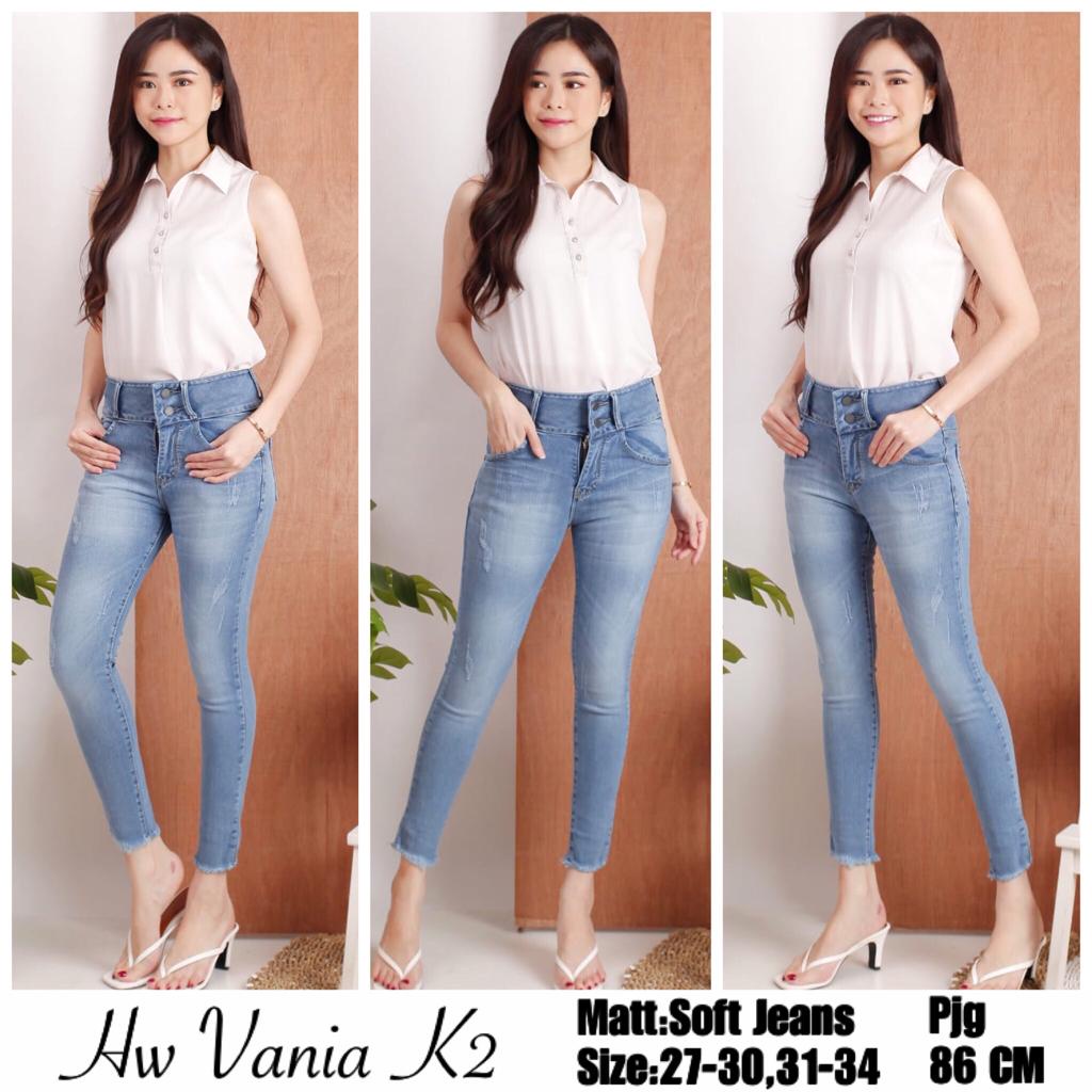 CELANA JEANS WANITA HIGHWAIST VANIA K2 LIGHT BLUE / HW VANIA