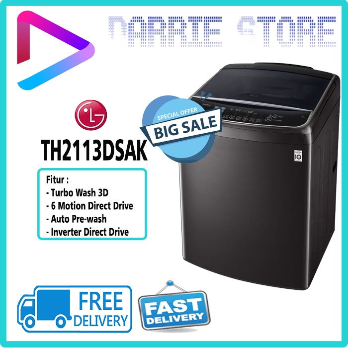 Mesin Cuci LG TH2113DSAK 13kg Top Loading - Full Stainless Tub & Inverter Motor