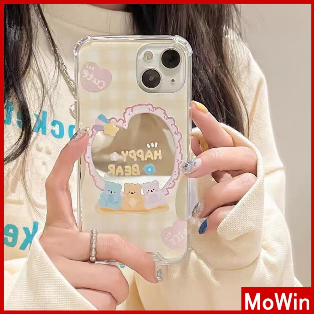 iPhone Case Luxury Acrylic Reflective Mirror Airbag Shockproof Protection Camera Cartoon Cute Compatible For iPhone 11 iPhone 13 Pro Max iPhone 12 Pro Max iPhone 7Plus iPhone xr