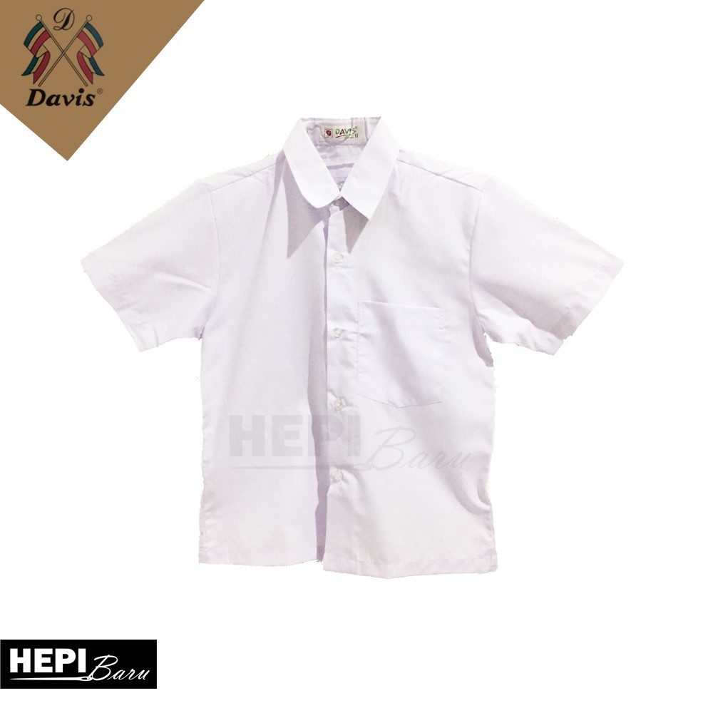 Baju Seragam Sekolah SD - SMP - SMA Pendek Putih Polos - DAVIS