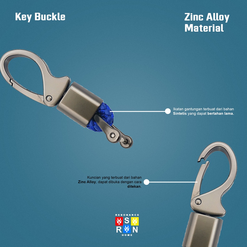Gantungan Kunci Kulit Anyam Curved / Aksesoris Gantungan Kunci Braided Keychain Resonance Home