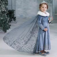 TBI Kostum Frozen 2 Elsa Anna Jubah Bulu Gaun Beku Disney Dress Princess