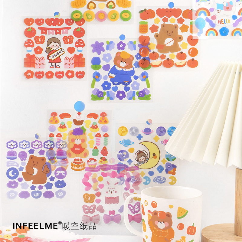 

Strowberry Millk 4 lembar / bungkus Rainbow Paradise PET Stiker Lucu Kartun Scrapbooking Stasioner