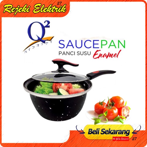 Panci Susu Saus Enamel Q2-2001 Tutup Kaca 20 Cm Anti Lengket - PANCI SUSU SAUCEPAN Q2