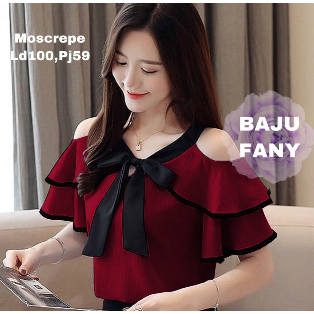 ( COD ) BAJU FANY BAJU MOSCREPE WANITA BAJU ATASAN WANITA BLOUSE WANITA BAJU WANITA PAKAIAN WANITA FASHION WANITA TERMURAH ( CAMEO.014 )-MAROON