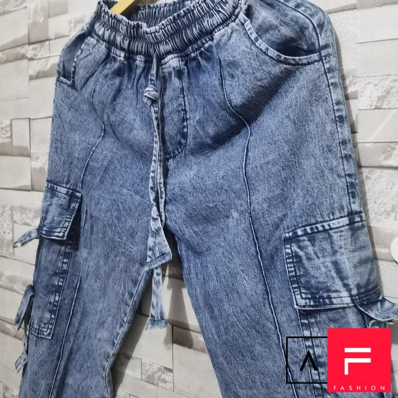 CELANA CARGO JEANS / S-M-L / CARGO JOGER JEANS / CELANA WANITA STANDART