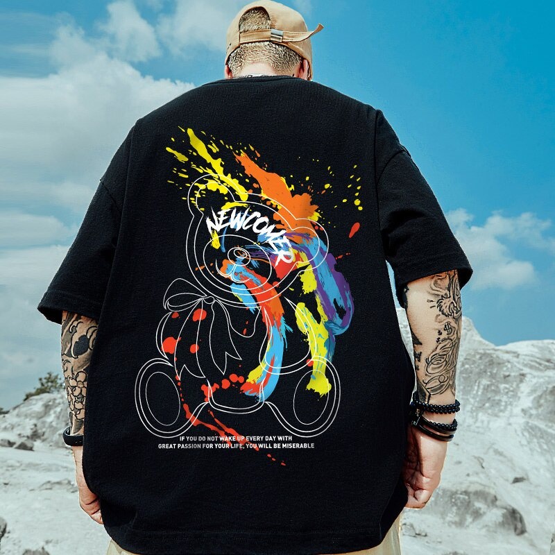 ZAZOMDE Baju Kaos New Comer Kasual Distro aesthetic Pria wanita Model Luar Negri Estetik Kaos