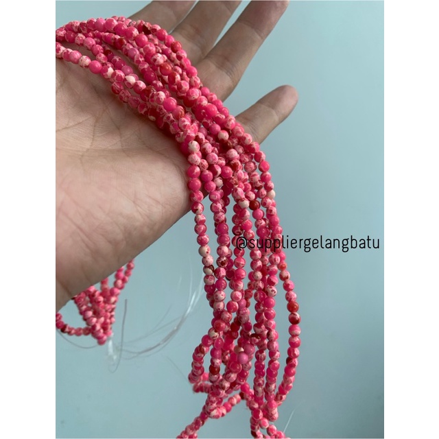 batu pink howlite 4mm akik aksesoris korea bahan gelang kalung limited