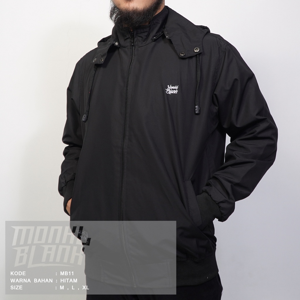 MONKL BLANK - JAKET PRIA /  JAKET PARASUT ANTI AIR / JAKET KUPLUK ZIPPER MB-11