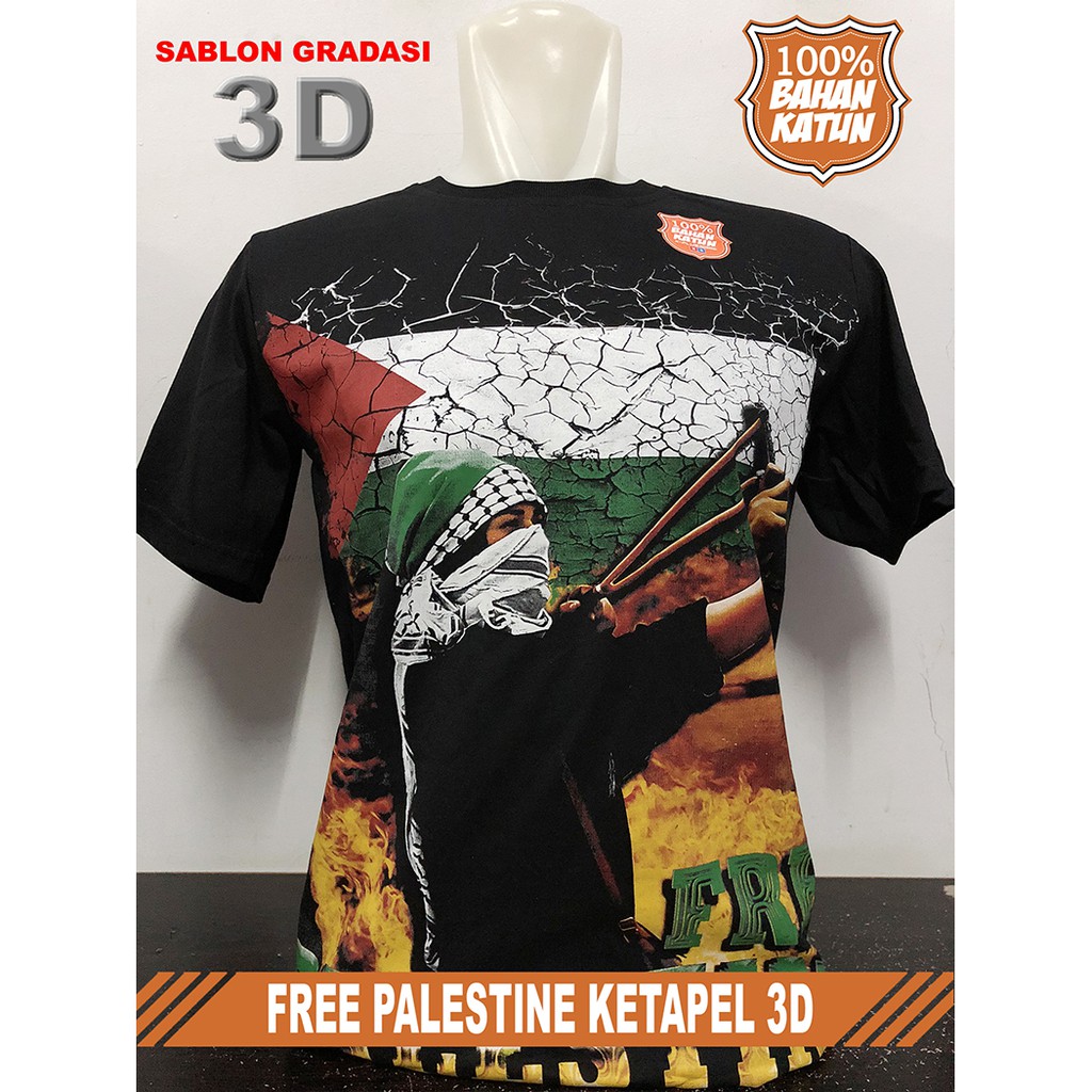FANSHOP XP Kaos Dakwah Islami Hijrah Tauhid Sorban 3d Palestine-Palestine Ketapel