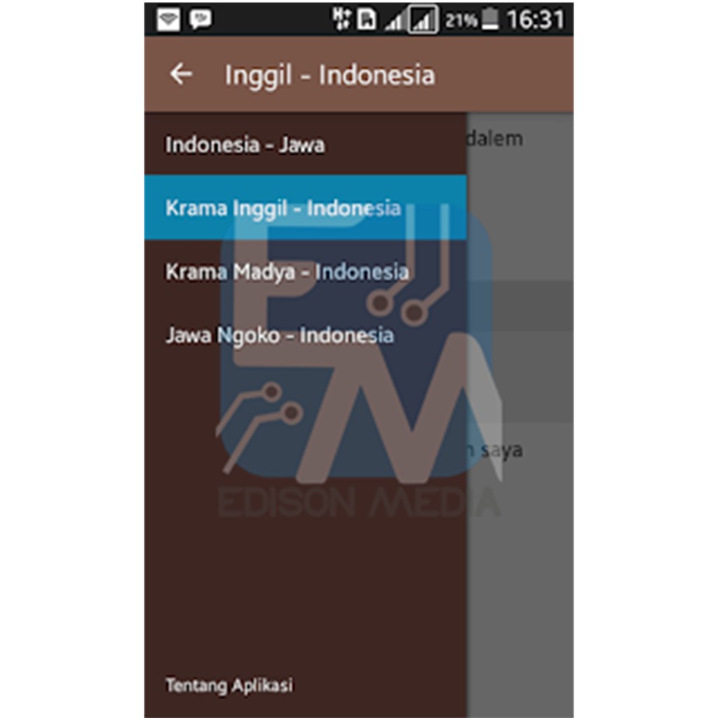 Code Aplikasi Kamus Bahasa Jawa Indonesia Android bisa dikembangkan
