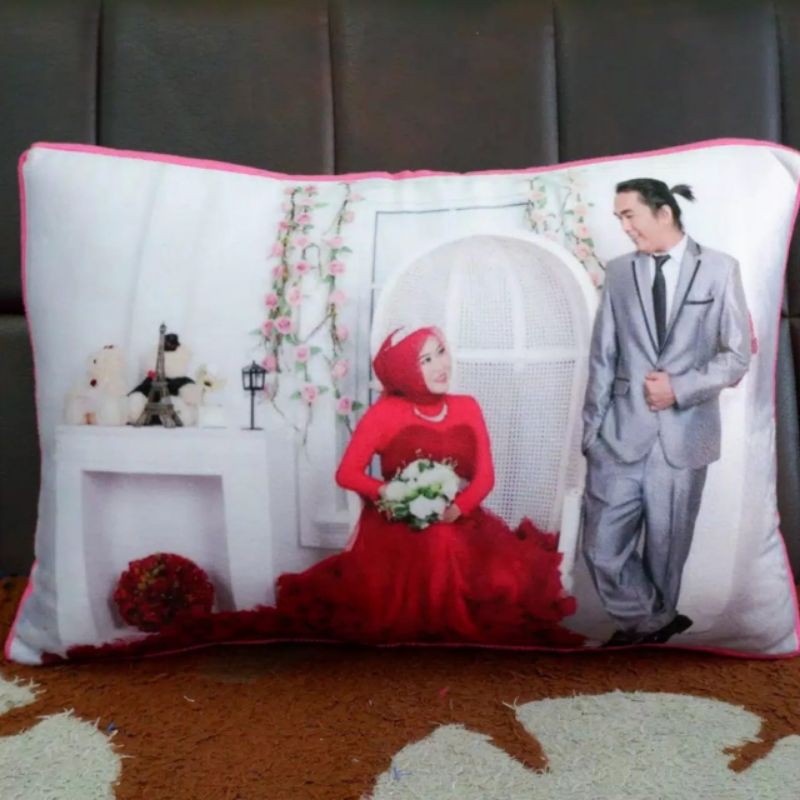 Bantal sofa foto full print custom hadiah kado gift custom ulang tahun anniversary ultah lucu unik