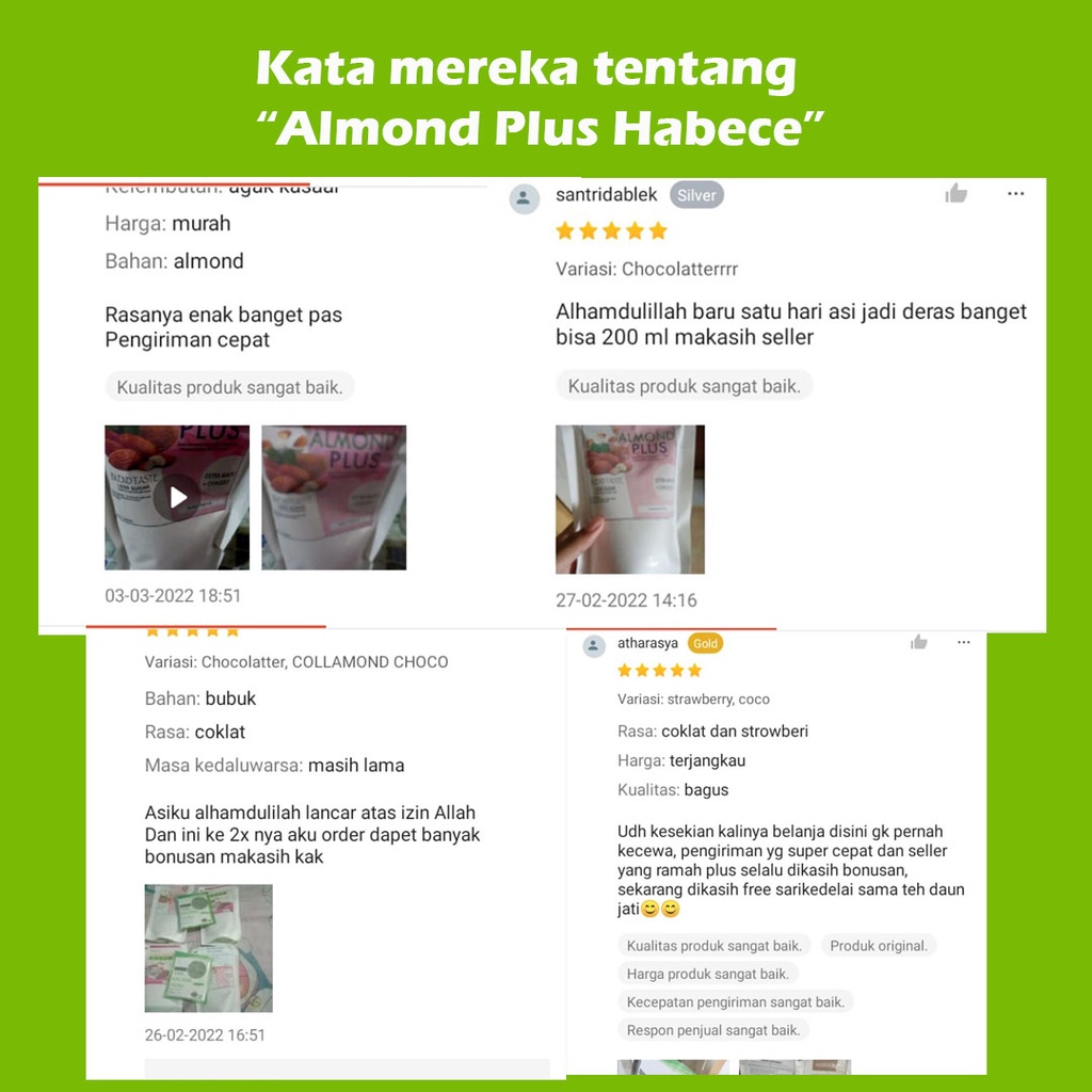 Susu Almond Milk Pelancar Asi Booster Chia Seed Organic Fenugreek Sari Kacang Hijau Habece Almond Plus Chocolatter-2