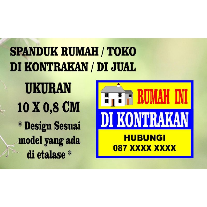 cetak spanduk rumah / ruko di kontrakan / Rumah di jual