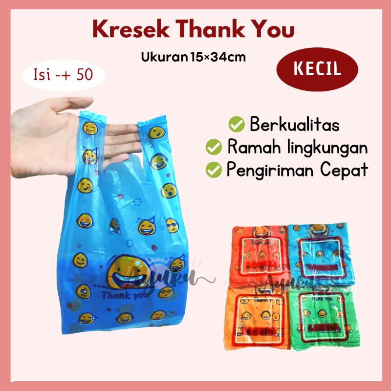 [isi 50] Kresek smile murah ukuran 15 / kresek olshop souvenir / kresek motif warna-warni lucu termu