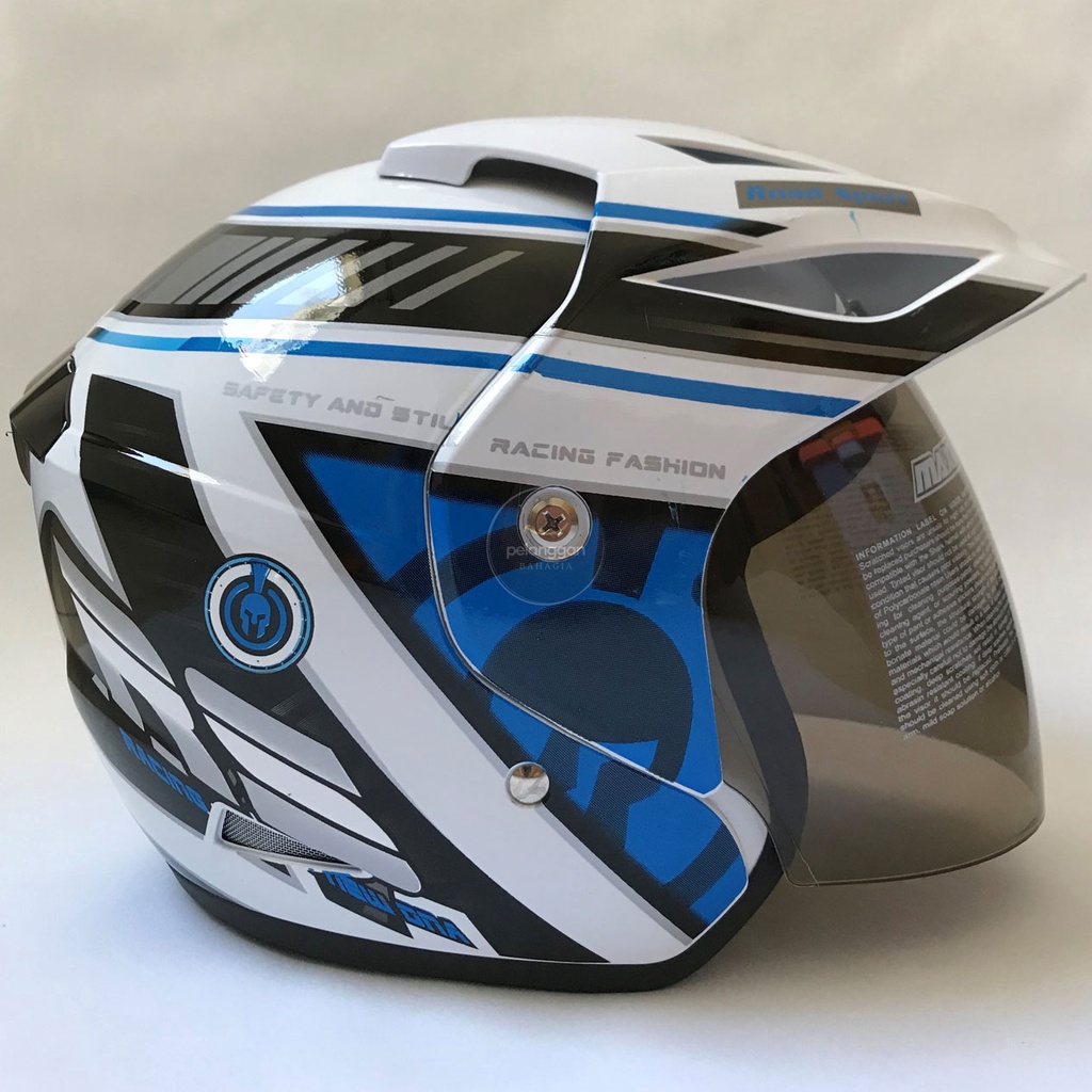 Jual Helm Half Face Murah Bagus Keren SNI Racing Putih Indonesia