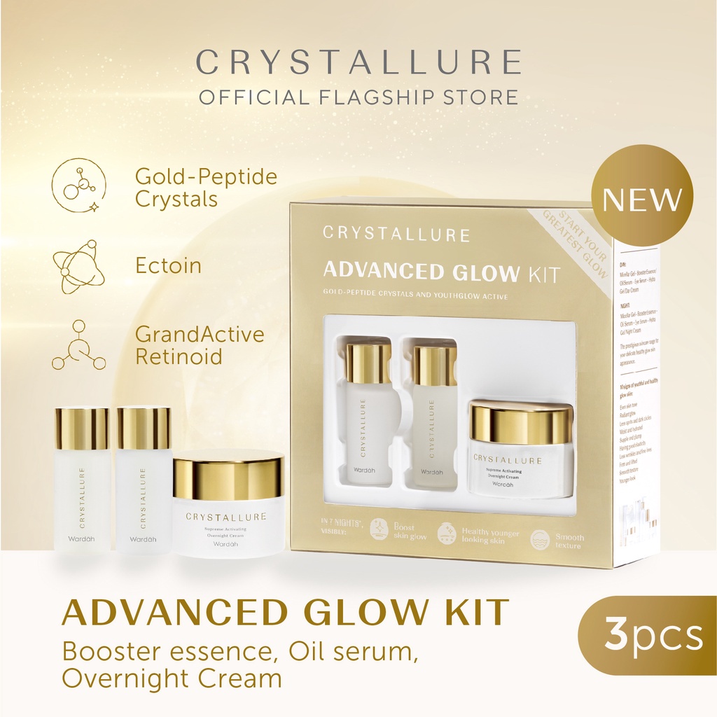 WARDAH CRYSTALLURE Advanced AntiAging Glowing Kit Paket 3pcs