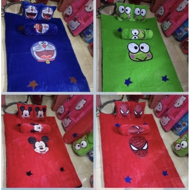 KASUR KARPET KARAKTER BULU RASFUR FULLSET TEBAL DARI 5-10cm 9 bantal