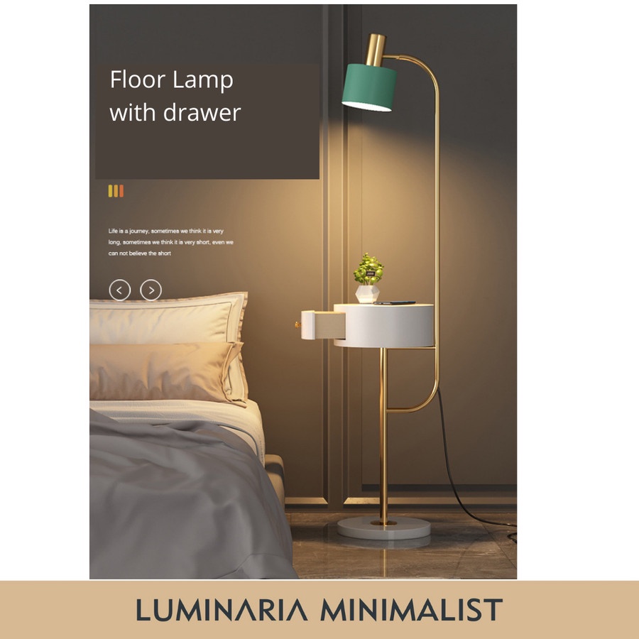 Retro Side Table Standing Lamp Lampu Berdiri Baca Hias Minimalist Lampu hias berdiri ruang tamu este