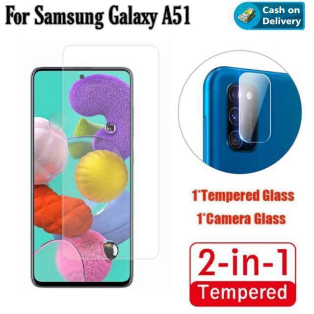 Tempered Glass Samsung A51 Free Pelindung Kamera Belakang Clear