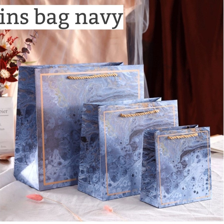 

DY PACK INS PAPER BAG KOREA NAVY SHOPPING BAG /TAS HADIAH PB-INS 4 NAVY MARBEL